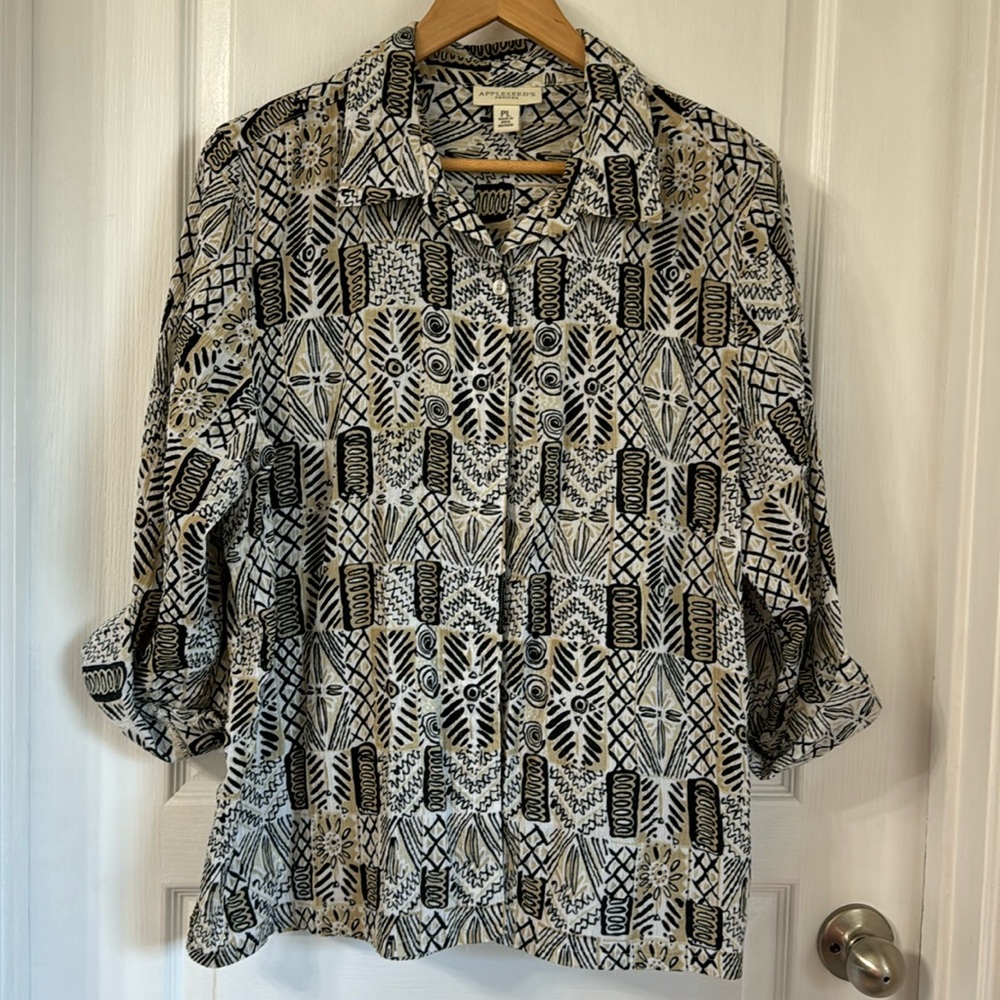 APPLESEEDS PETITES BUTTON DOWN CASUAL SHIRT SZ PL